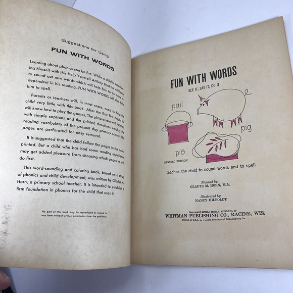 VTG Fun with Words Help Yourself Handwriting Taught In School Whitman 1454 NEW - Picture 3 of 5